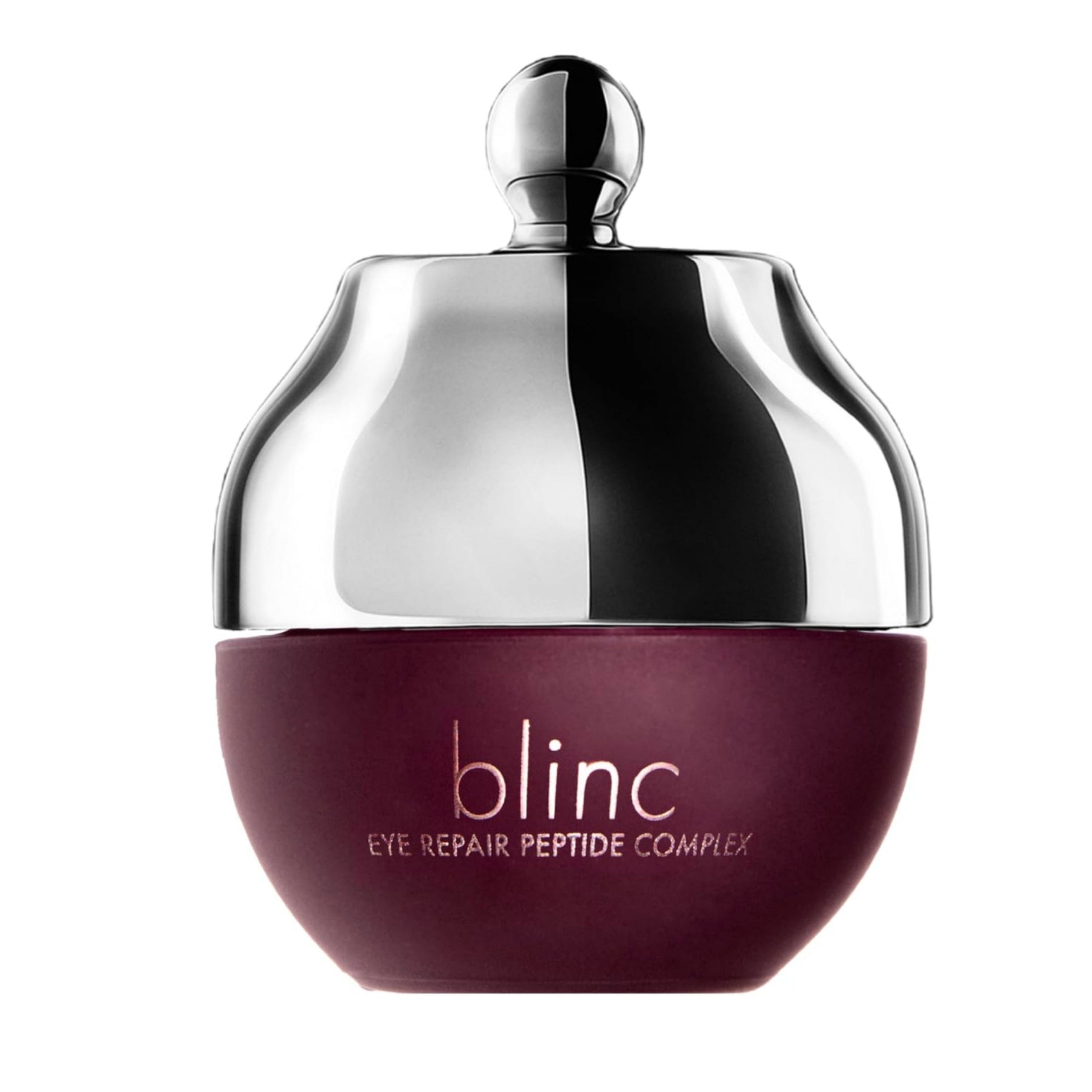 Blinc Eye Repair Peptide Complex eye cream in 0.5 oz jar, showing the product packaging and applicator.