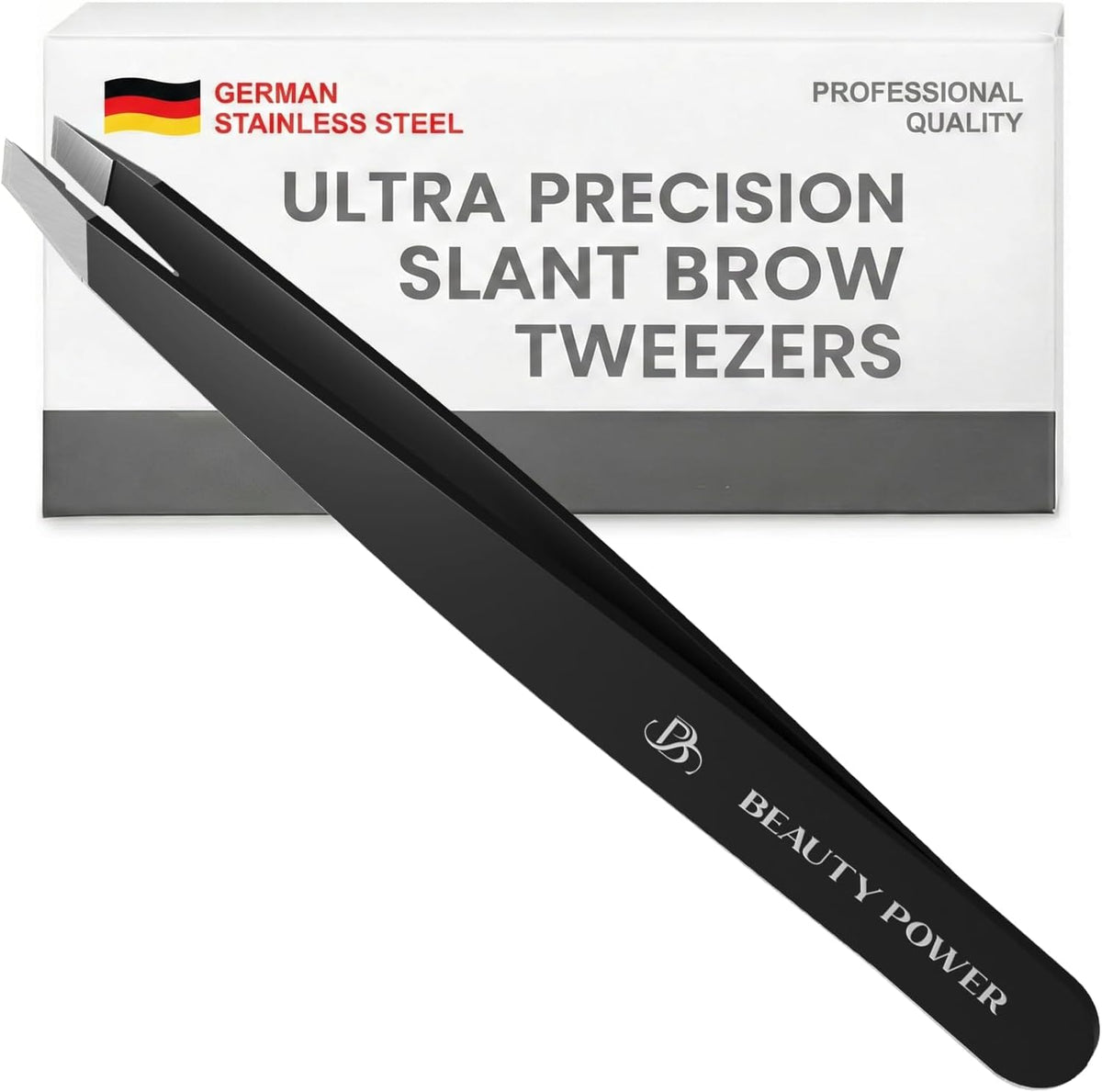 Beauty Power Tweezers for Women Facial Hair: Ultra Precision Tweezers for Women & Men, Sharp Slant Tweezer for Eyebrows,