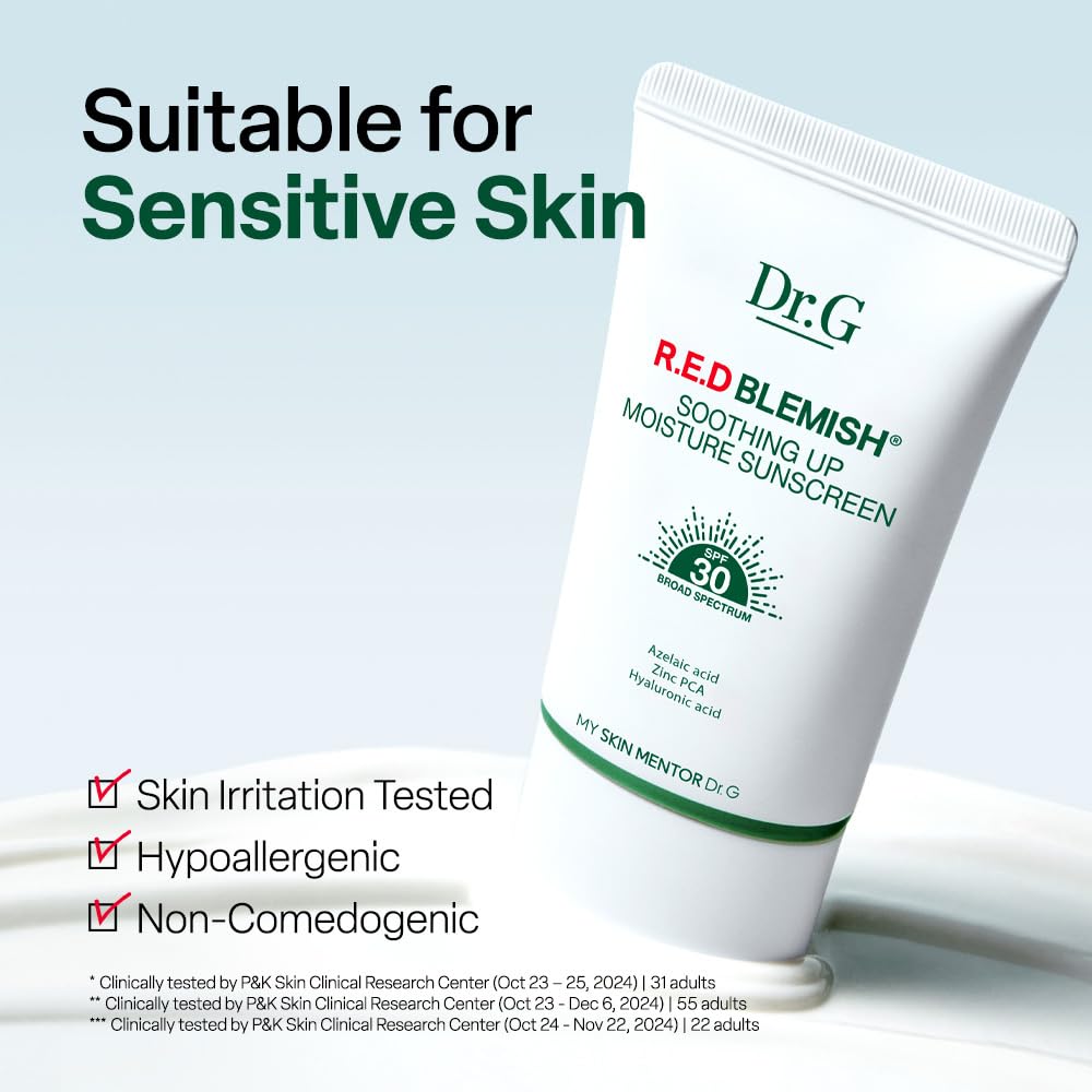 Dr.G R.E.D. Blemish Soothing Up Moisture Sunscreen SPF 30, 1.69 fl oz – packaging and label