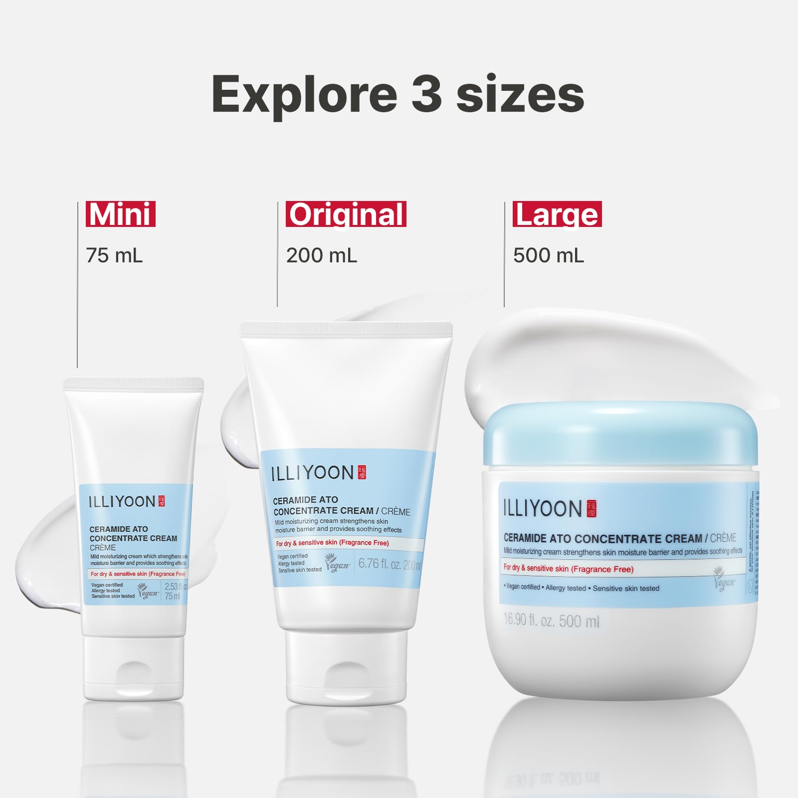 Illiyoon Ceramide Ato Concentrate Cream in a jar, moisturizing face and body with a gentle, vegan-certified formula for dry, sensitive skin.