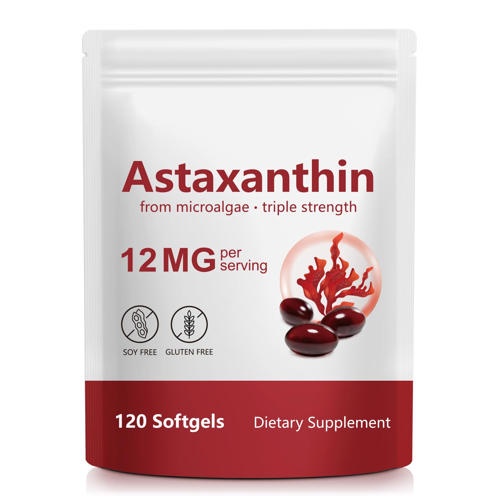 Astaxanthin Supplements 12mg, Premium Astaxanthin Antioxidant - Product Imagery