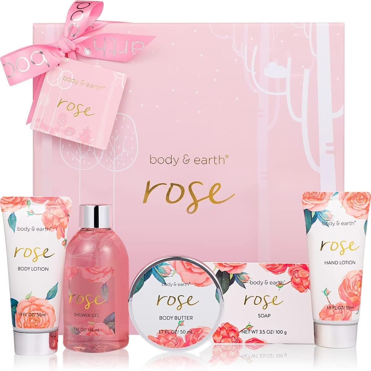 Spa Gift Sets for Women - Rose Bath and Body Care Gift Baskets, - Product Imagery