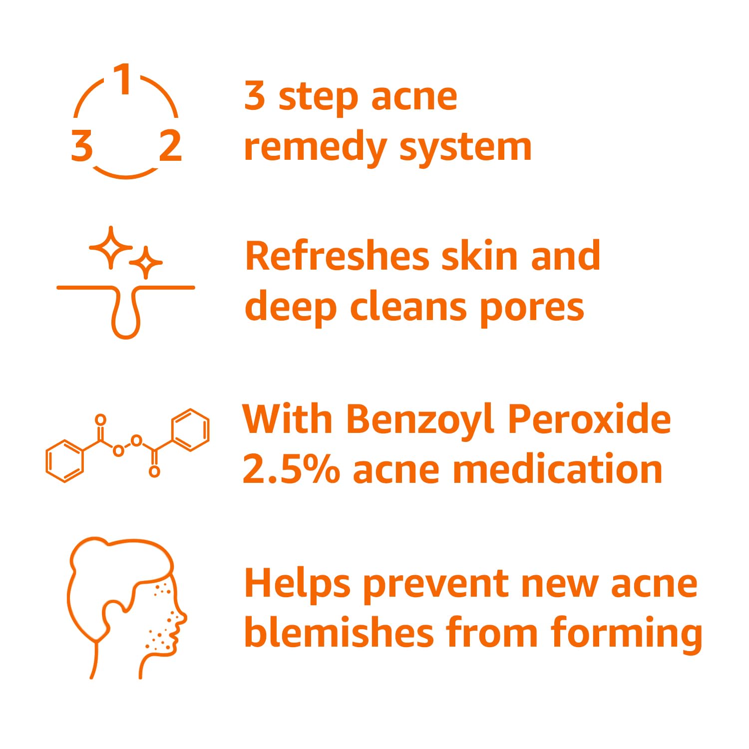 Amazon Basics 3-step acne remedy system with bottles of skin care solution for acne treatment, 10 fl oz.