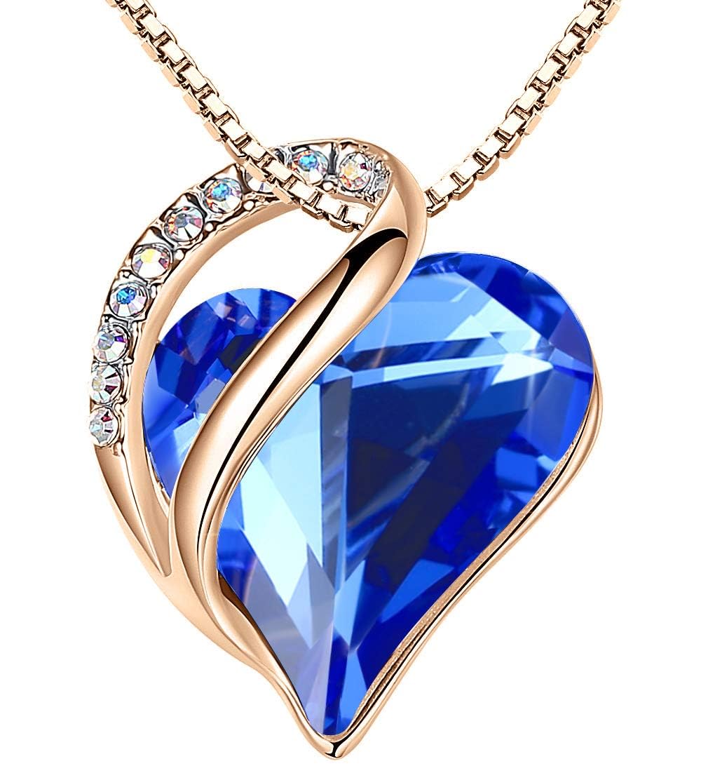 Leafael Birthstone Crystal Necklaces for Women, Heart Gifts for Mom & Wife – product photo (Pendant Necklaces)