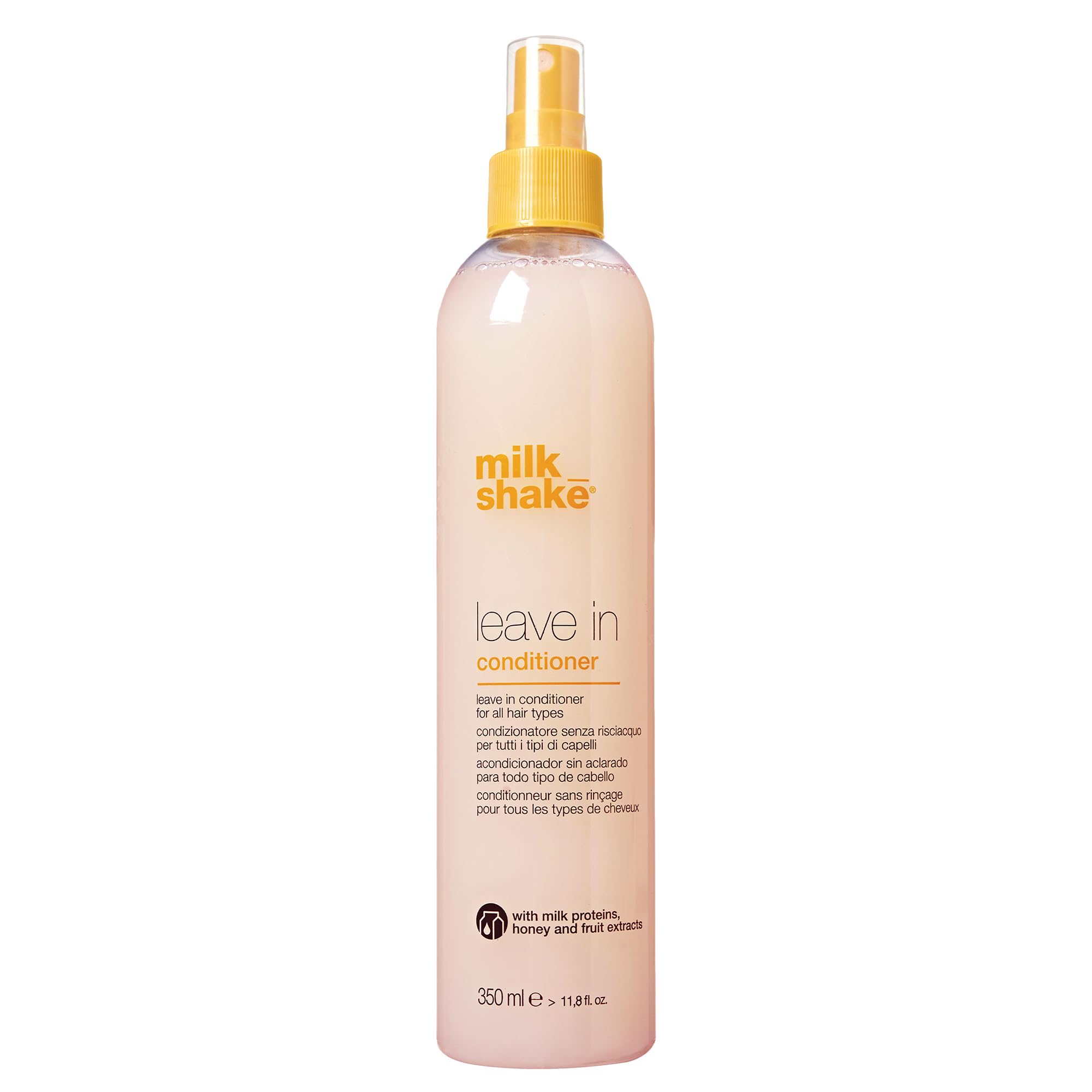 milk_shake vanilla leave-in conditioner spray in an 11.8 oz bottle, detangles hair for smooth, manageable hair.