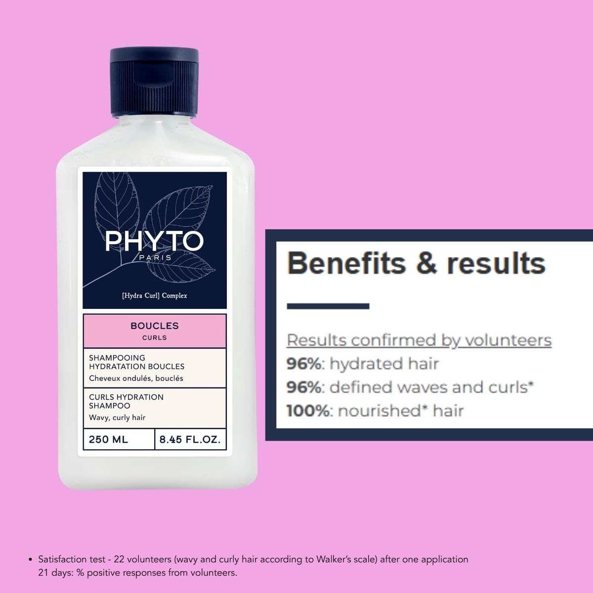 PHYTO Curls Hydration Shampoo for Wavy & Curly Hair (Type 2A–3A) | Sulfate-Free, Silicone-Free | Hydrates & Defines Curls | Made in France | 8.45 fl oz