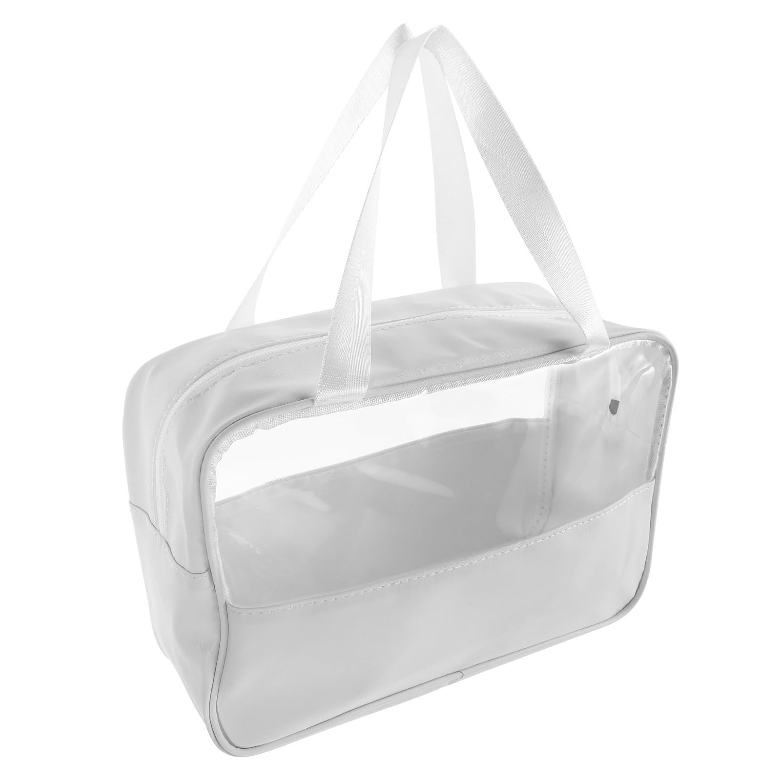Zerodeko large splashproof makeup organizer bag with handle, waterproof cosmetic case for travel and storage, open with makeup inside