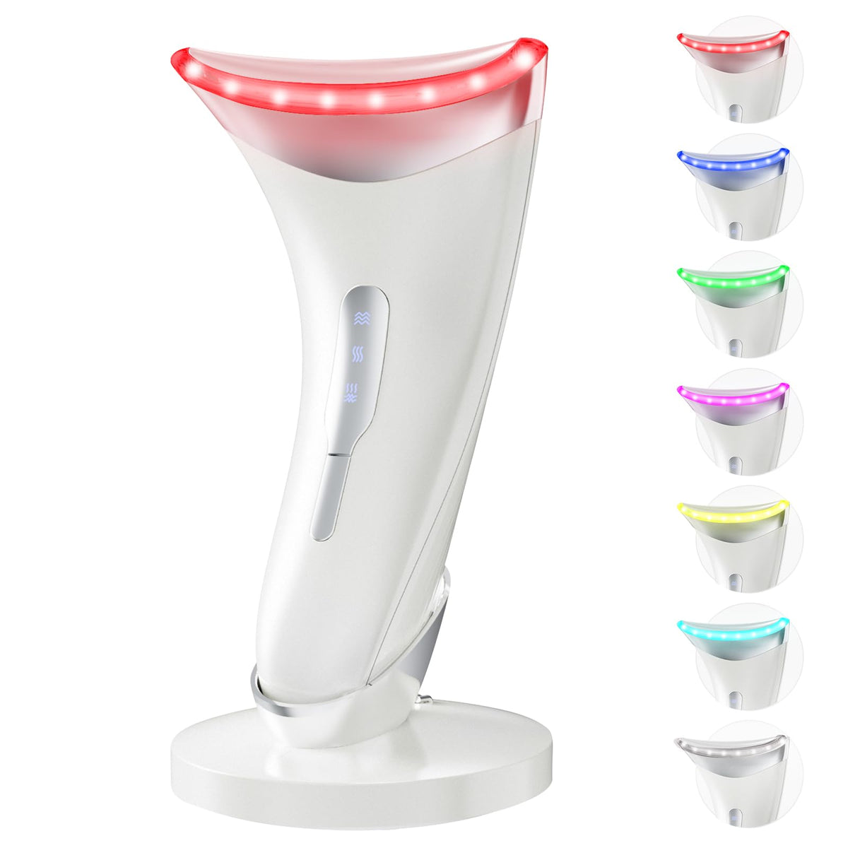 Dopsikn Red Light Therapy for Face and Neck, 7 Color Facial Massager with Adjustable Vibration and Thermals for Wrinkles