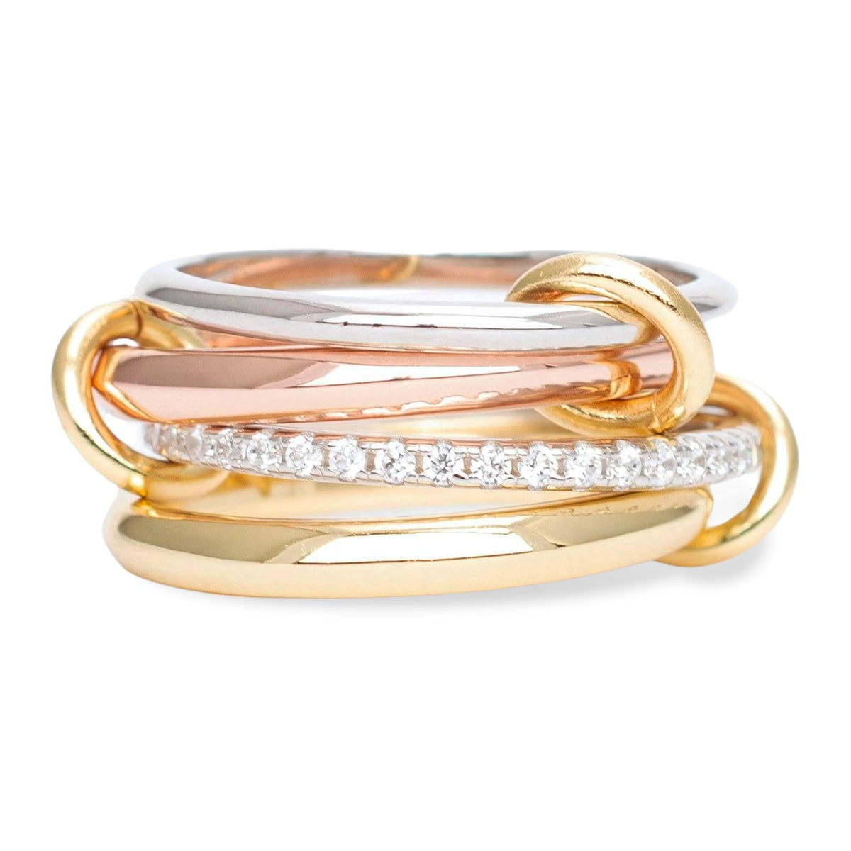 MAR MANUEL - Stackable Rings for Women Made of Durable 14kt 0.5 Micron Gold & Silver-Plated Brass with Zircon Stones, El