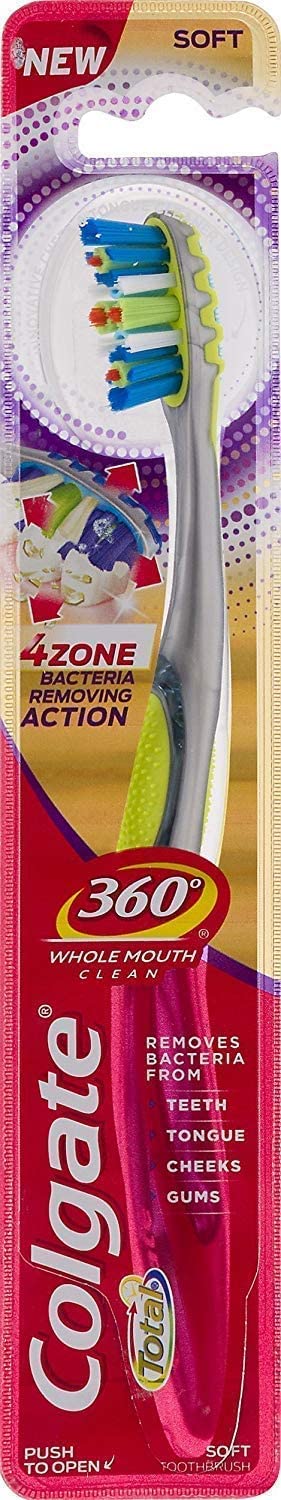 Colgate 360 4 Zone Whole Mouth Clean Manual Toothbrush, Soft - Product Imagery