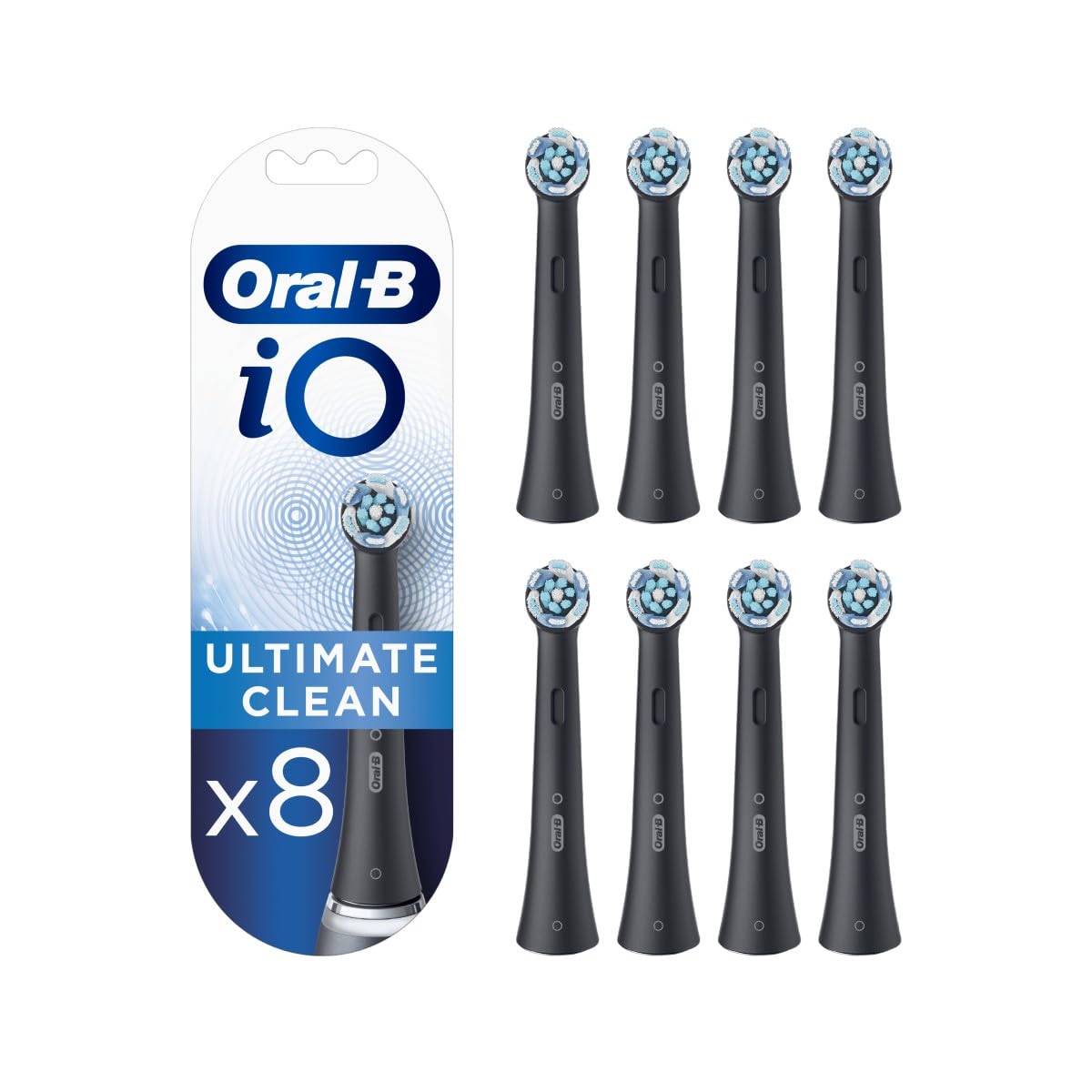Oral-B iO Ultimate Cleaning Toothbrush Heads - Black (Pack of 8) - Product Imagery