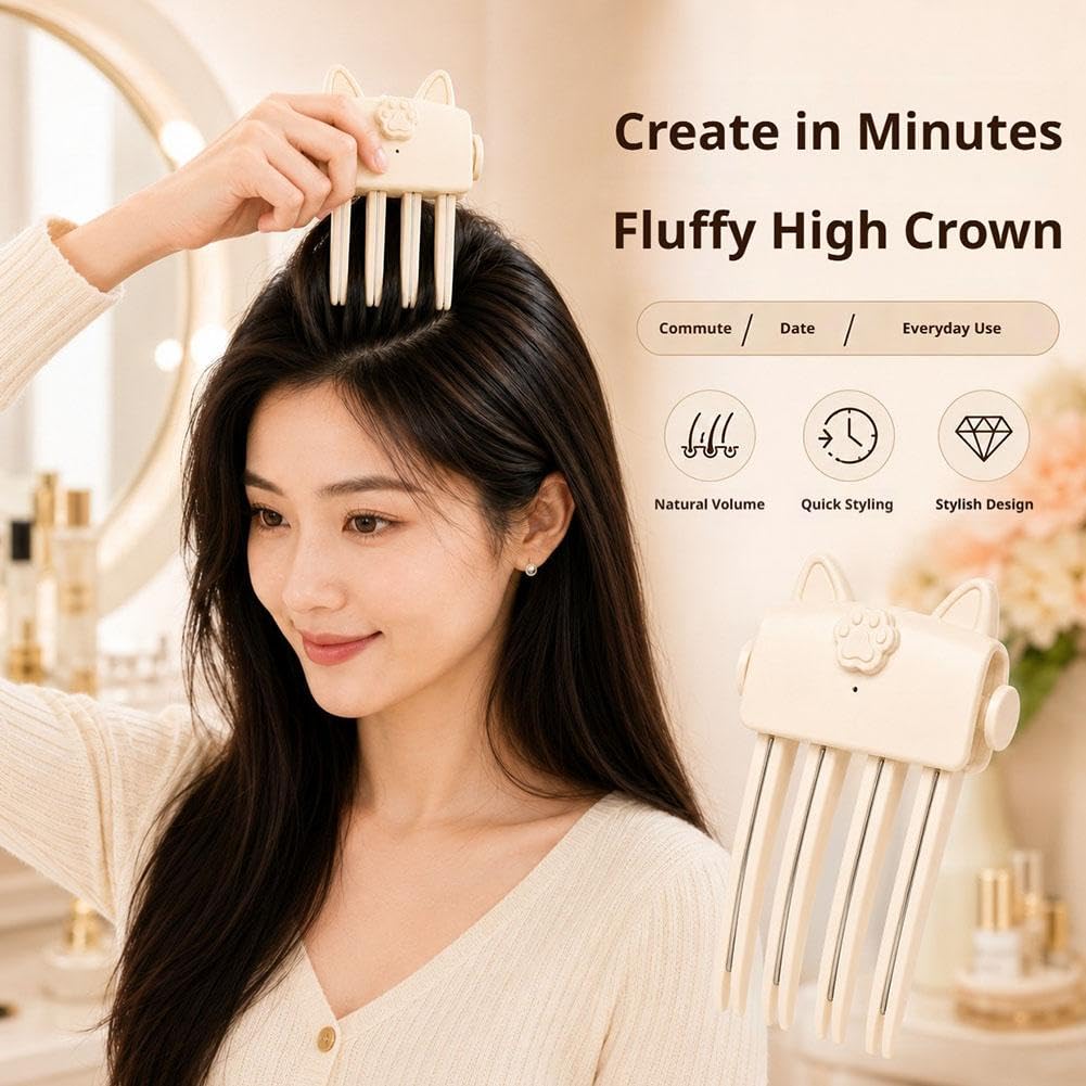 Heated root volumizer clip for hair, USB rechargeable, cordless, with 2 heat settings, styling tool for quick hair volume touch-ups.