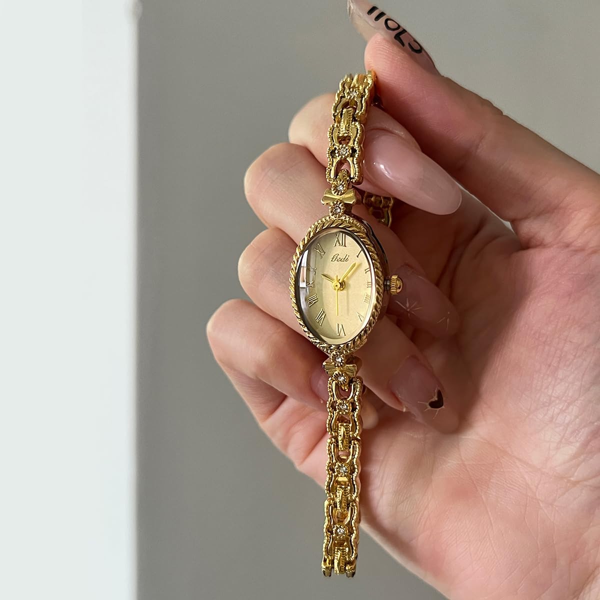 Gosasa Small Gold Watches for Women Vintage Dainty Oval Dress Wrist Watch – full view