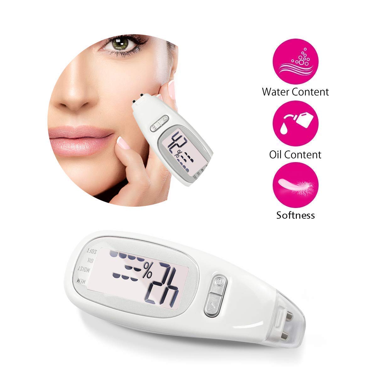 SHQYMBLT Portable digital facial moisture tester skin analyzer facial hydration corneometer skin hydration meter water o
