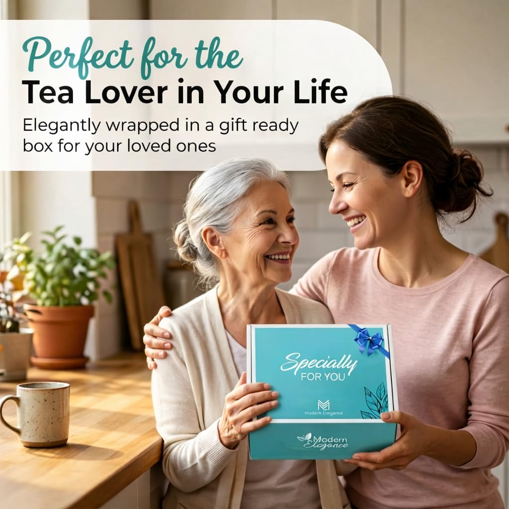 Modern Elegance Tea Tumbler Gift Set for Women, Teal – close-up detail