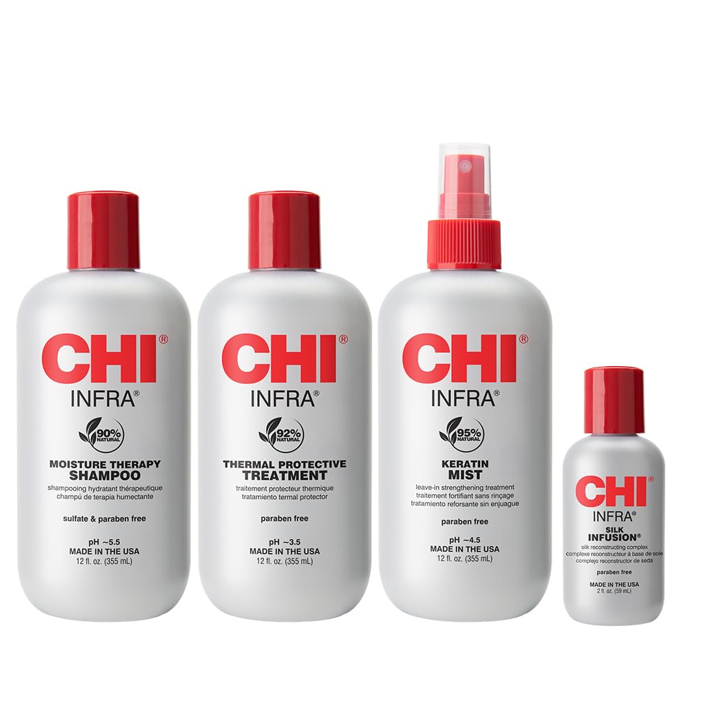 CHI Home Stylist Kit infrared 4-piece hair care set, including hair cleaner and conditioner, for healthy, shiny hair.