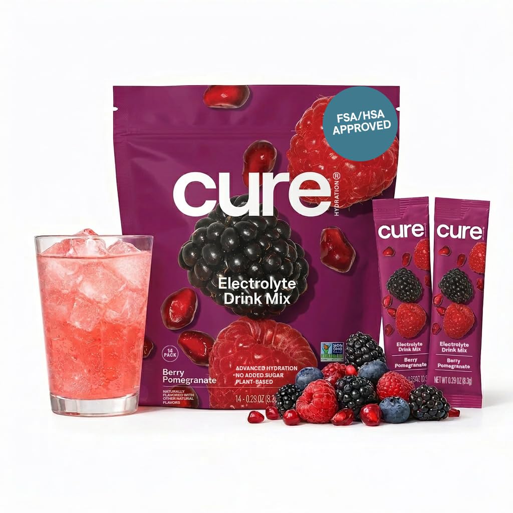 Cure Hydration - Electrolyte Drink Powder Berry Pomegranate 14 Packets – Berry Pomegranate