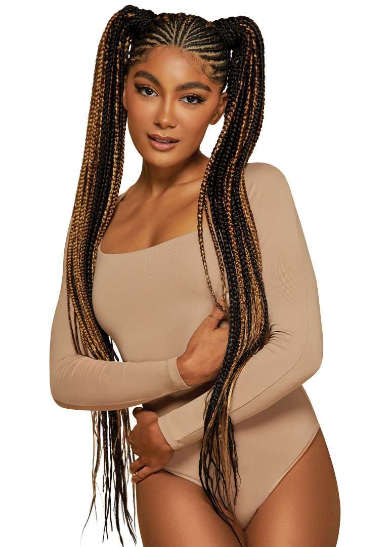 Outre X-Pression Braid Pre Stretched Braid 42" 3X (3 Pack, 2T1B/27) – back view and specifications