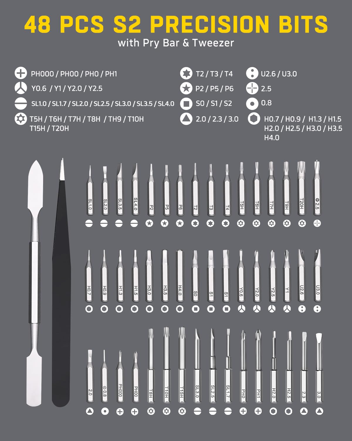Banshu Mini Electric Screwdriver, 52-in-1 Precision Screwdriver Set – close-up detail