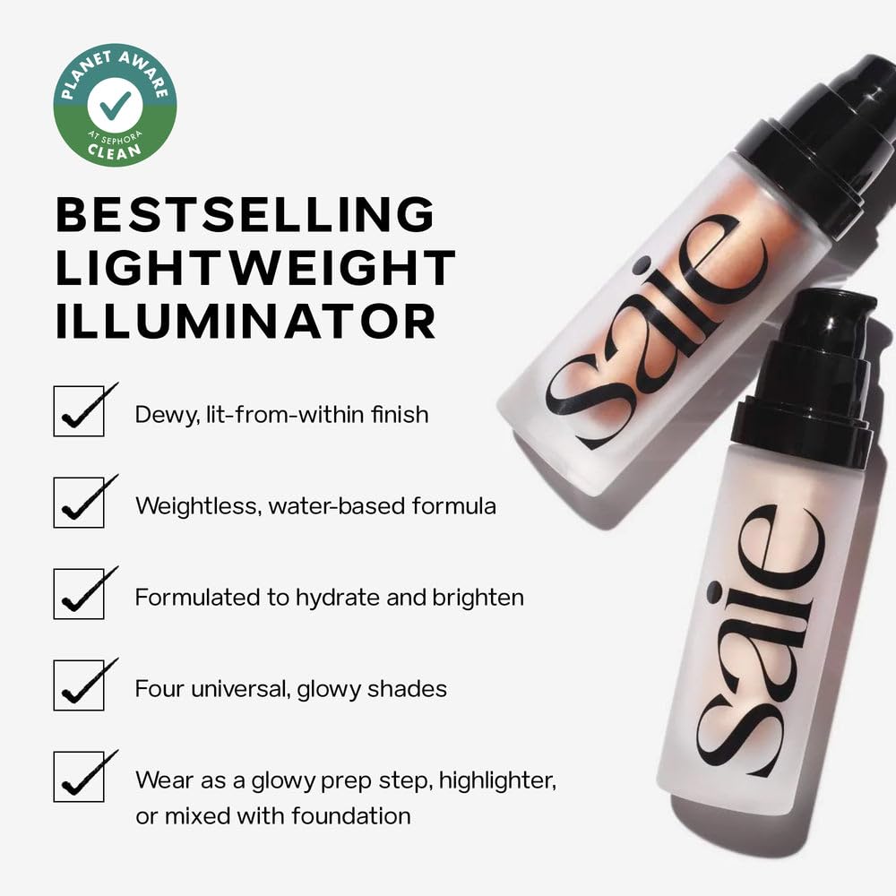 Saie Blush & Glow Gift Set - Dew Blush in Lady & Glowy Super Gel Liquid Highlighter & Makeup Primer in Warmglow - Skinca