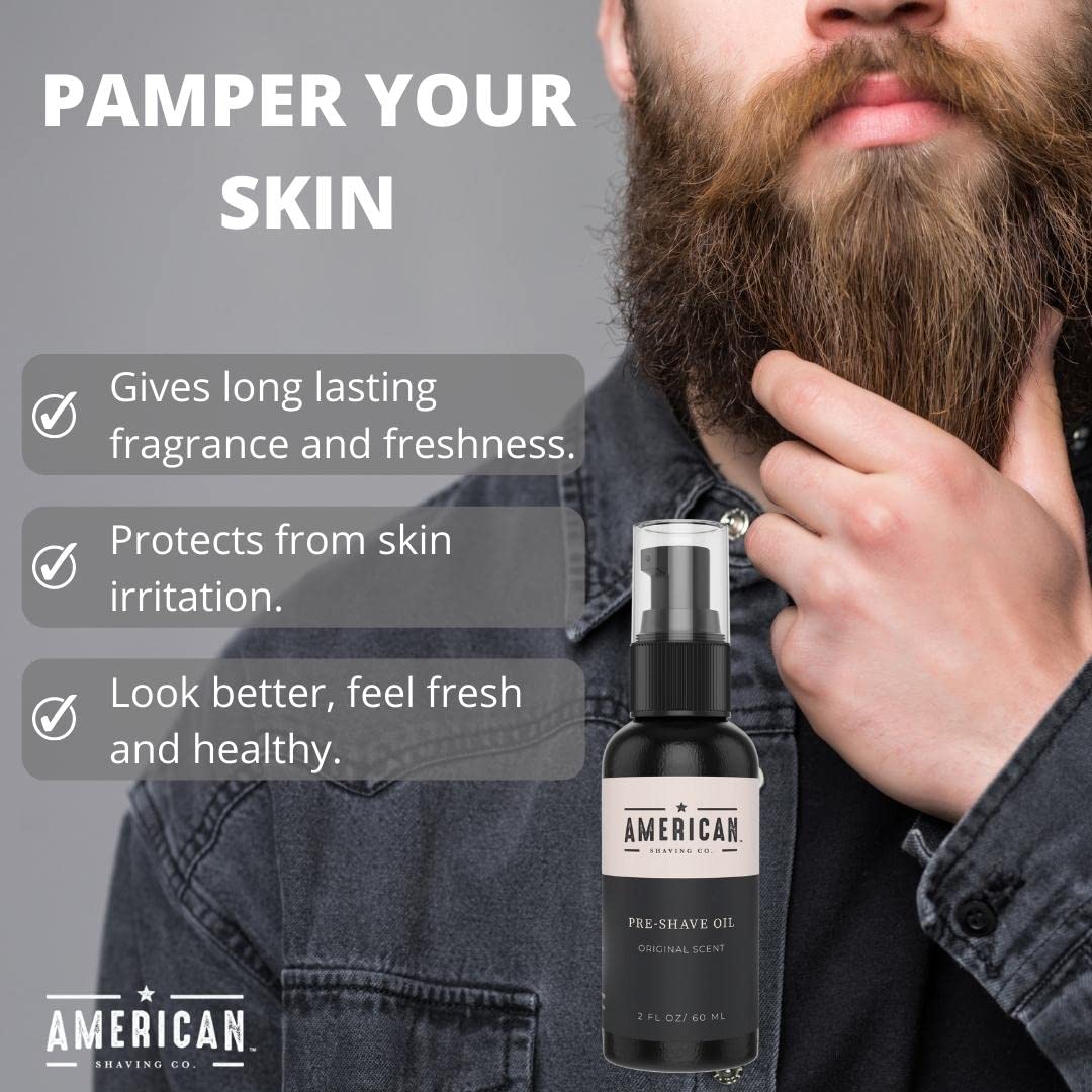American Shaving Co. Pre-Shave Oil for Effortless, Smooth & Irritation-free Shave, For Men’s Skin Care Natural Handcraft