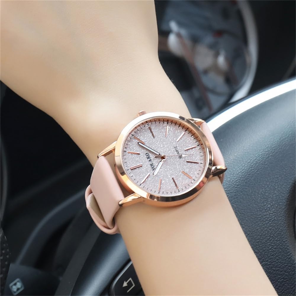 CdyBox Women Wholesale 6 Pack Leather Band Watches Frosted Engraved Dial Quartz Wrist Watch for Ladies – full view