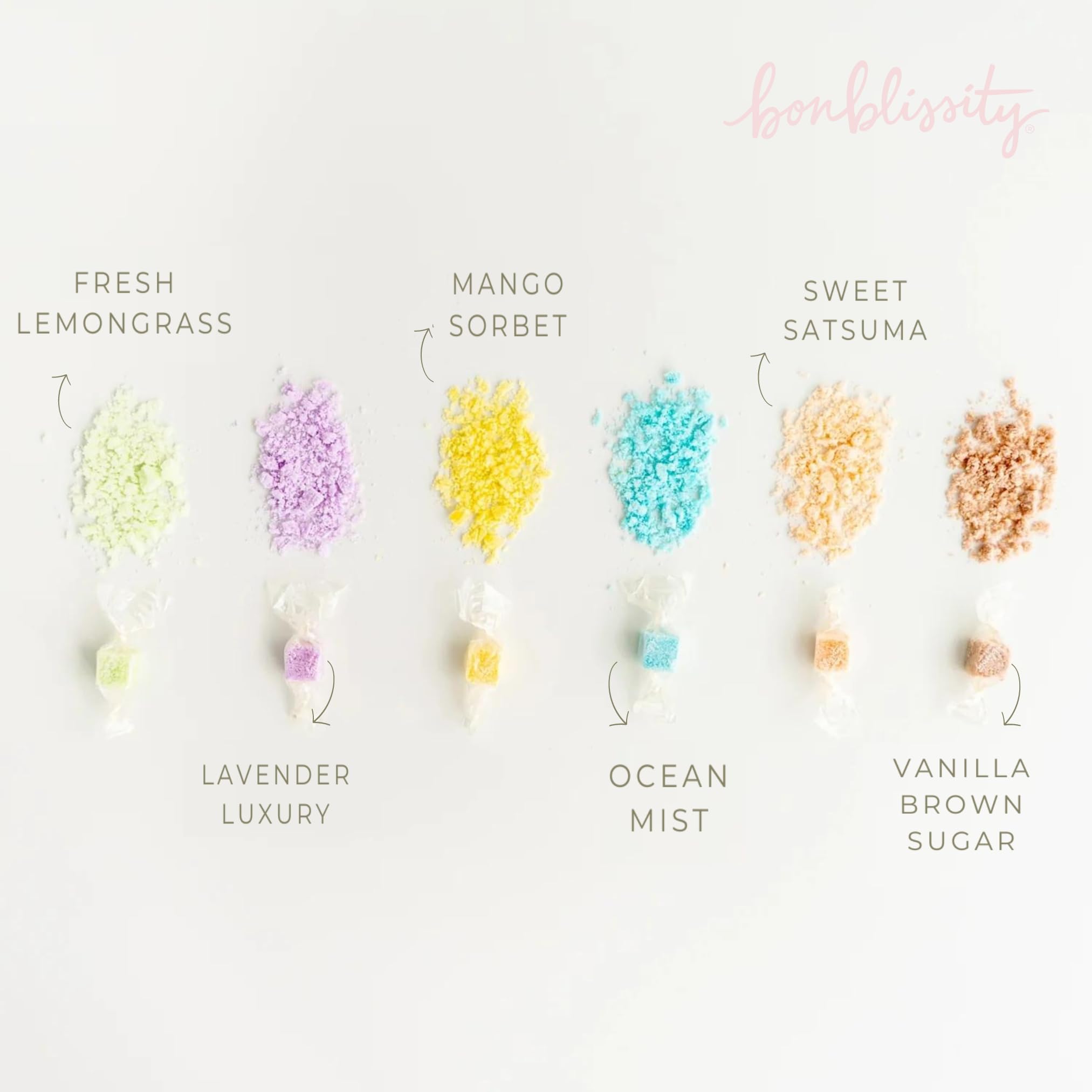 Bonblissity Sugar Cubes Candy Scrub, 30 pcs Assorted Scents, Spa Gift Set