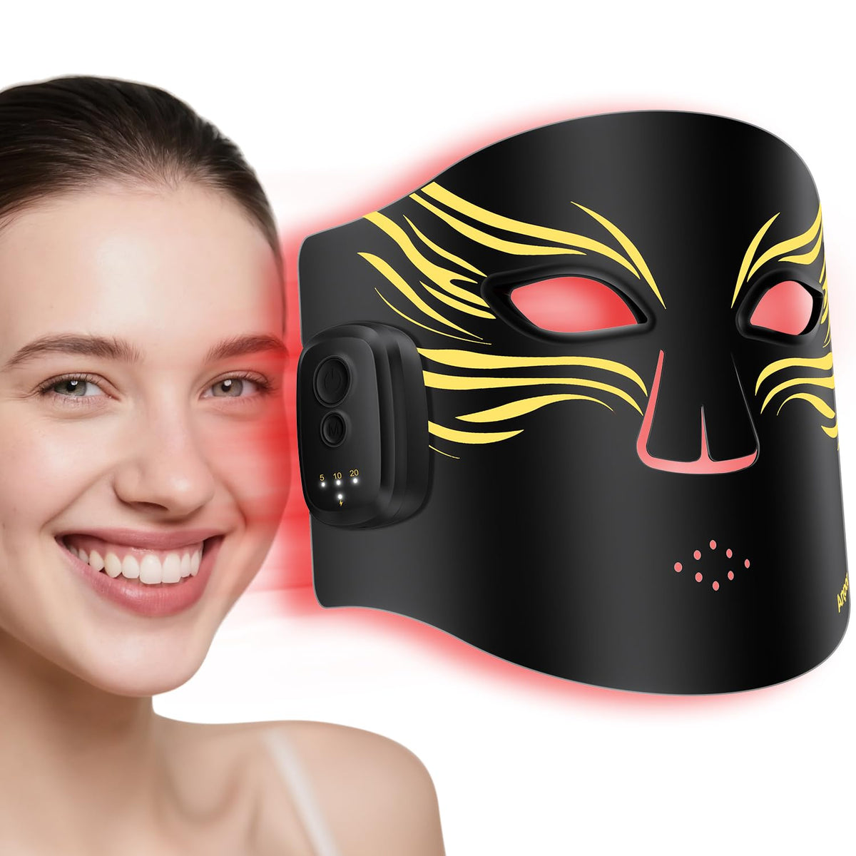 Anpor Wireless Red Light Therapy for Face with 850nm Infrared Light (Black)