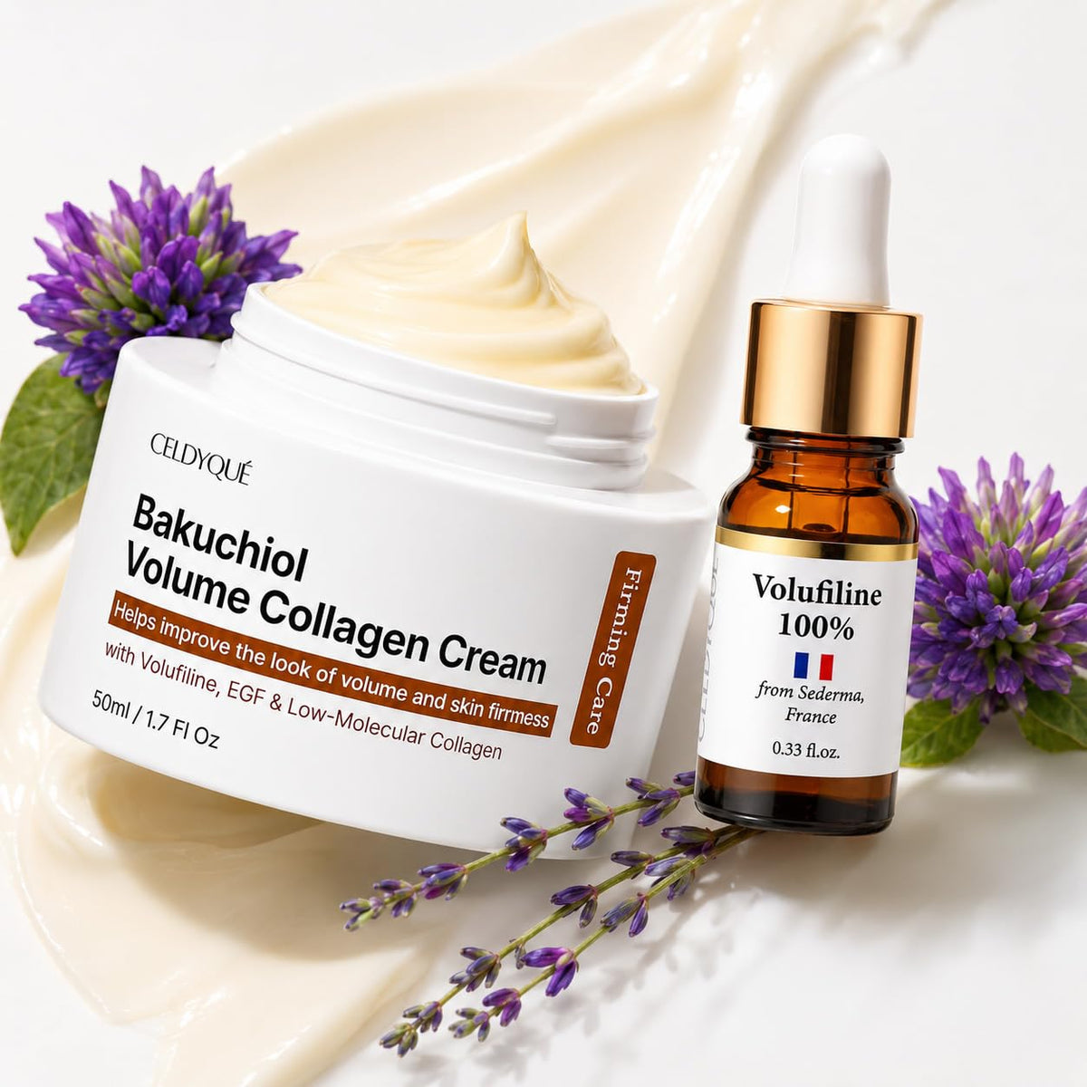 CELDYQUE Bakuchiol Volume Collagen Cream & Volufiline Concentrate Serum Set – product photo (Serums)