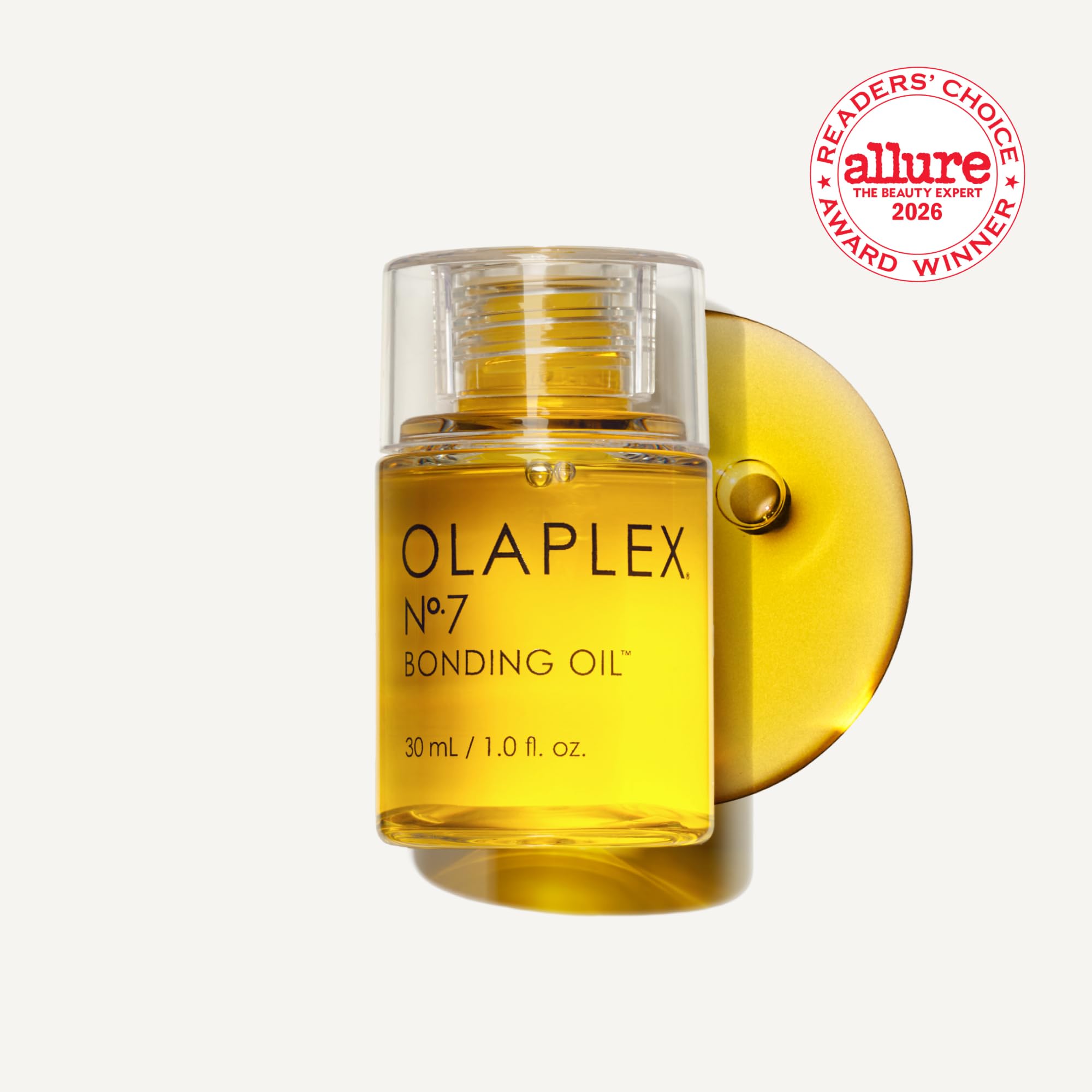 Olaplex No.7 Bonding Hair Oil in a 30 mL bottle, adds high shine and smoothness to styled hair.