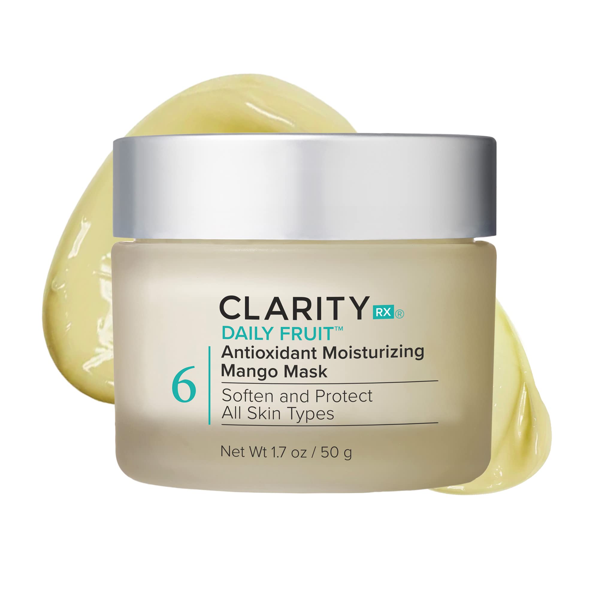 ClarityRx Daily Fruit Antioxidant Mango Face Mask, plant-based moisturizing anti-aging treatment for mature or dry skin, 1.7 oz