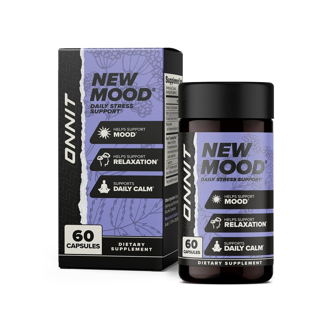 ONNIT New Mood Stress & Sleep Support Supplement with 5-HTP, 60 Count