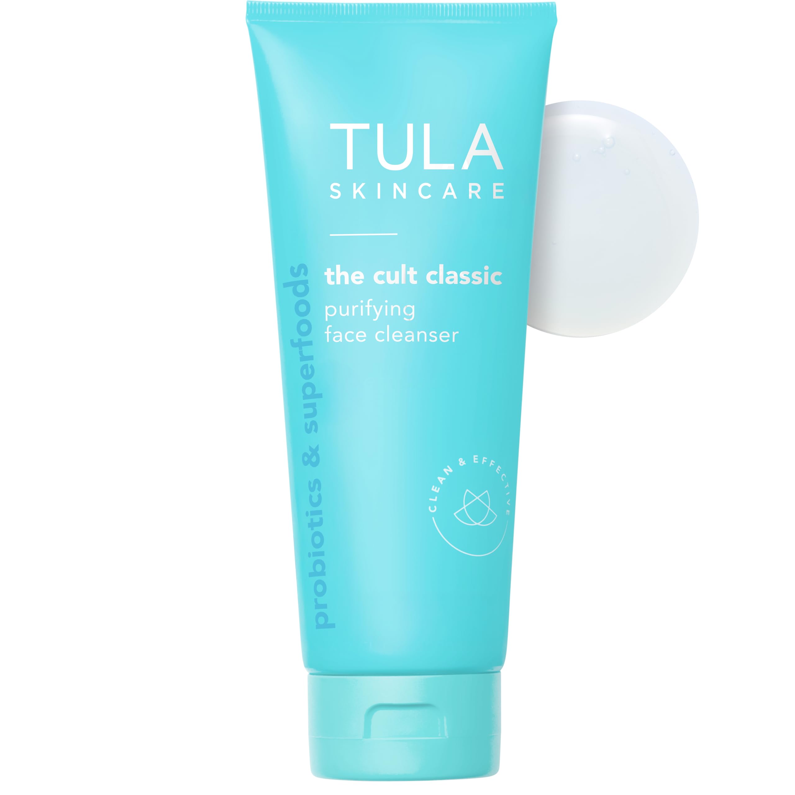 TULA Skincare Cult Classic Purifying Face Cleanser, deep cleansing daily wash with prebiotics, antioxidants, and turmeric for balanced skin.