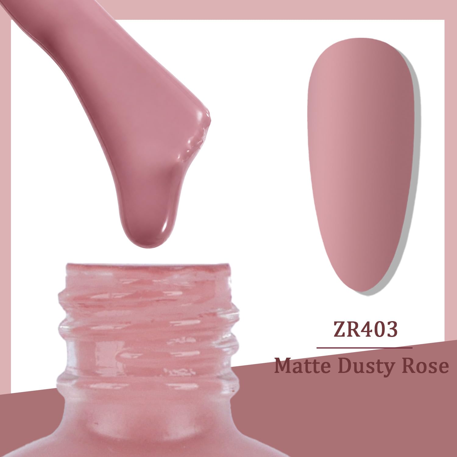 OpenLive Dusty Rose matte nail polish in large 16.5ml bottle, quick-drying formula for long-lasting color.