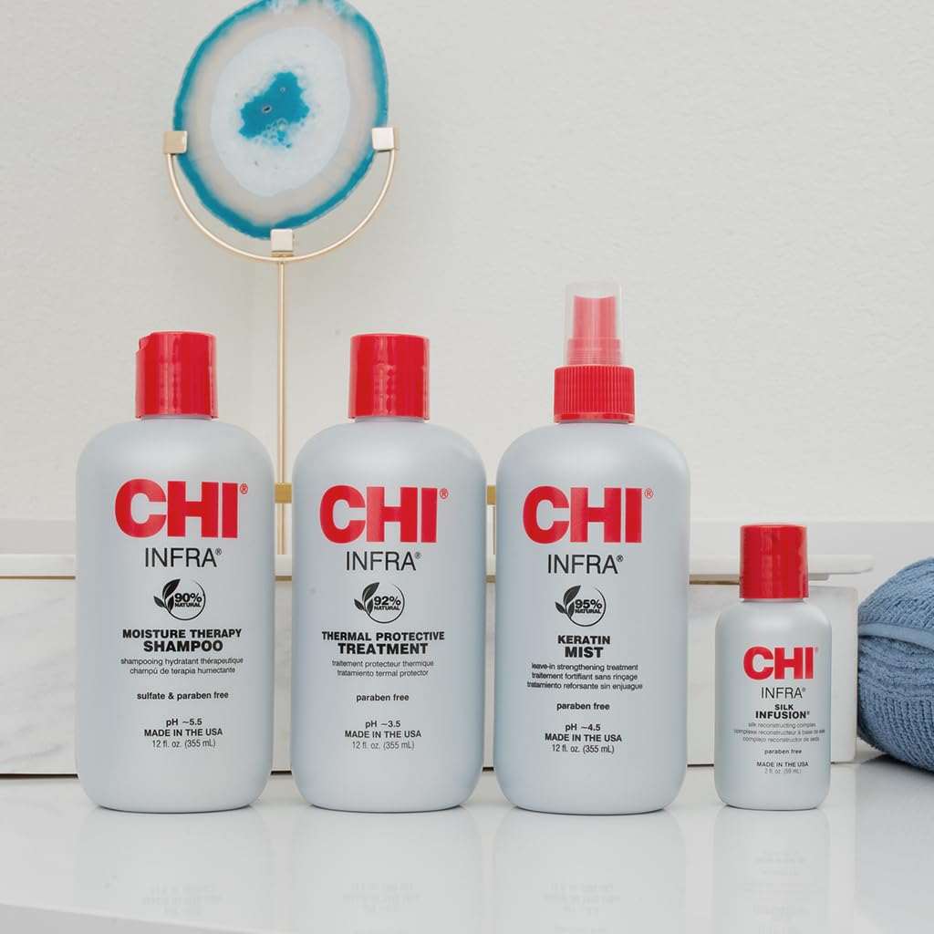 CHI Home Stylist Kit with Infra 4-Piece hair care set, featuring hair cleaner and conditioner for healthy hair.