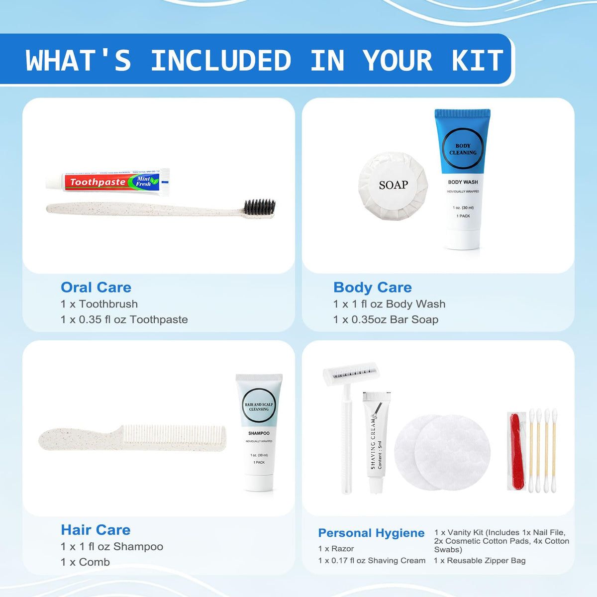 40 Kits Travel Toiletry Kit Bulk 9 in 1 Disposable Personal - HQSLsund Official Imagery - 4