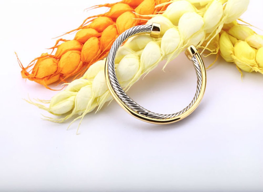 UNY JEWEL Jewelry Make a Statement with Our Two Tone Twisted Cable Wire Ball Weave Cuff Bangle Makes a Thoughtful and St
