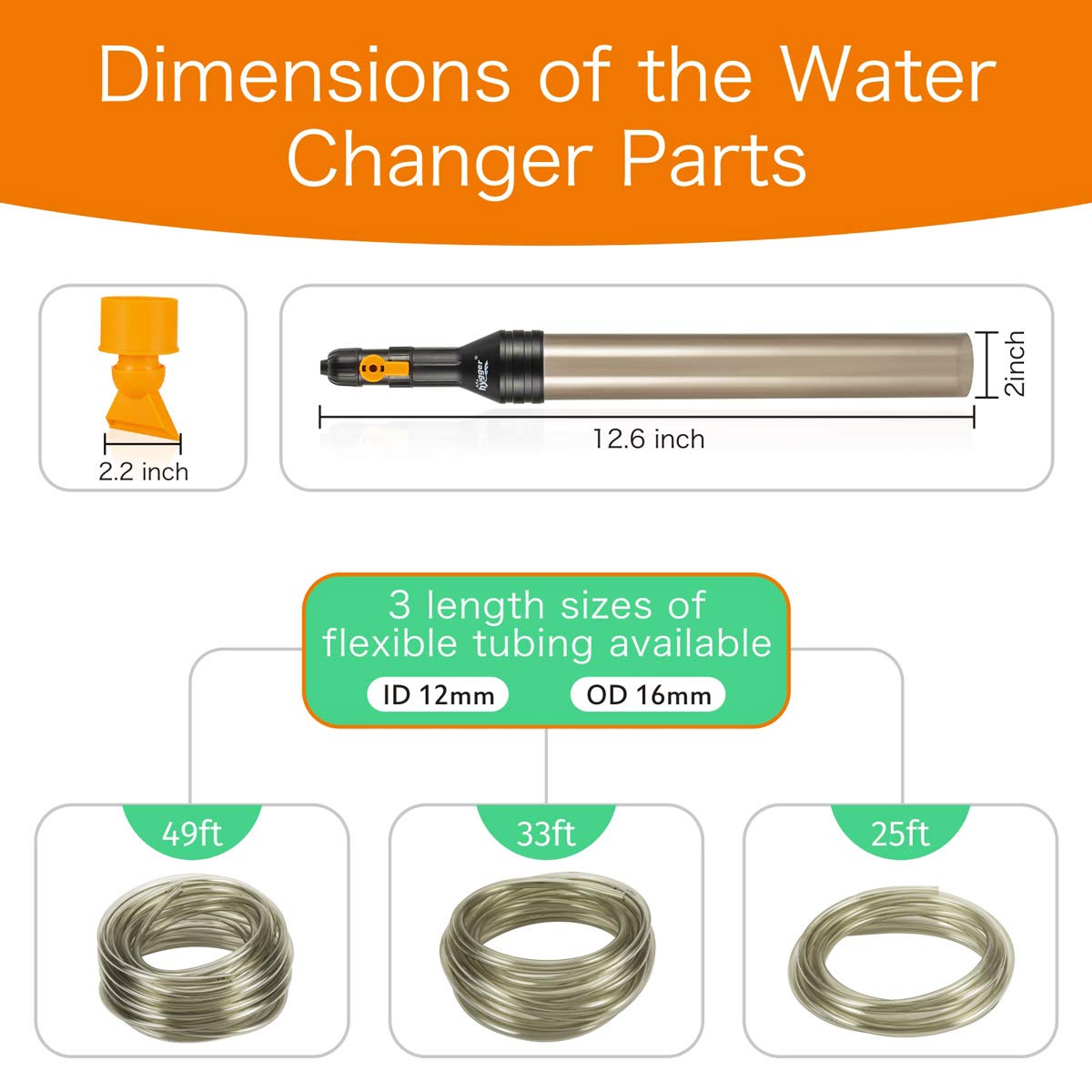 hygger Upgrade Aquarium Water Changer Kit, Semi-Automatic Fish Tank Gravel Cleaner, with 25 FT Water Hose, Flow Control 