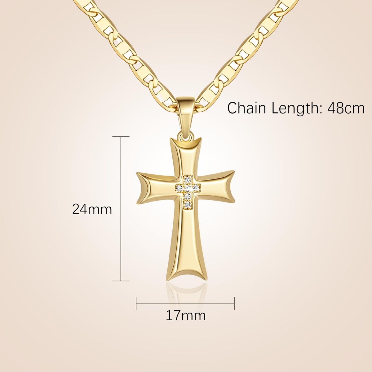 AIGAMIT Cross Necklace for Women Gold Cross Necklaces for Women – close-up detail in GOLD