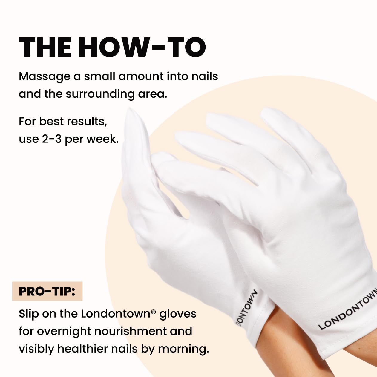 LONDONTOWN kur Restorative Nail Cream applied on nails, showing smooth, healthy-looking nails and cream texture for nail treatment.