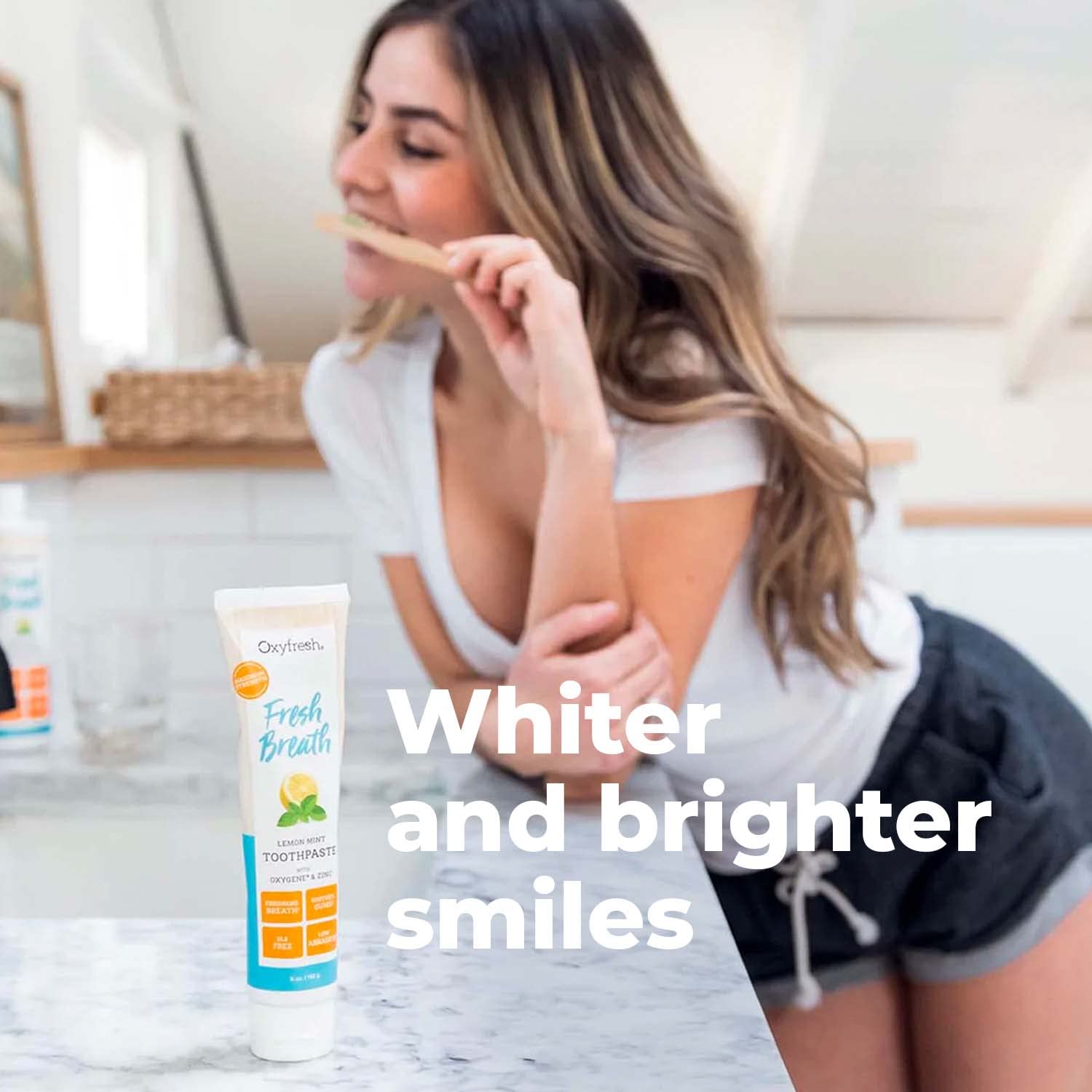 Oxyfresh Maximum Fresh Breath Lemon Mint Toothpaste - Clean Teeth & Fresh Breath - Natural Essential Oils & Natural Xylitol to Help Fight Tartar - SLS & Fluoride Free - 5 oz