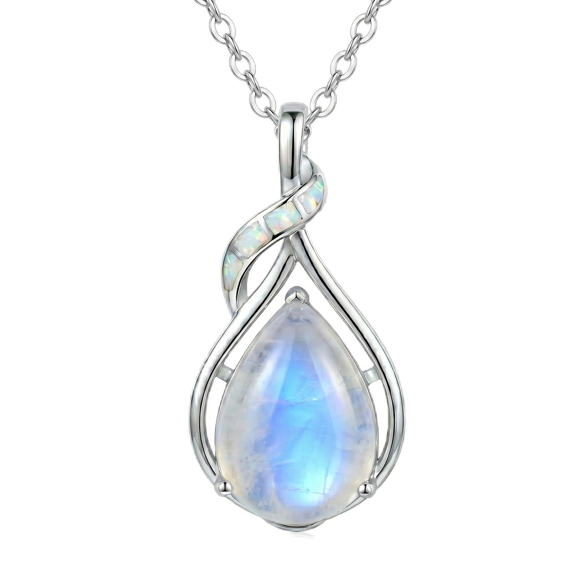 SILBAZ Opal Necklace for Women - Teardrop Pendant Necklace, Infinity Twist Jewelry Gifts for Wife Girlfriend Mom – produ