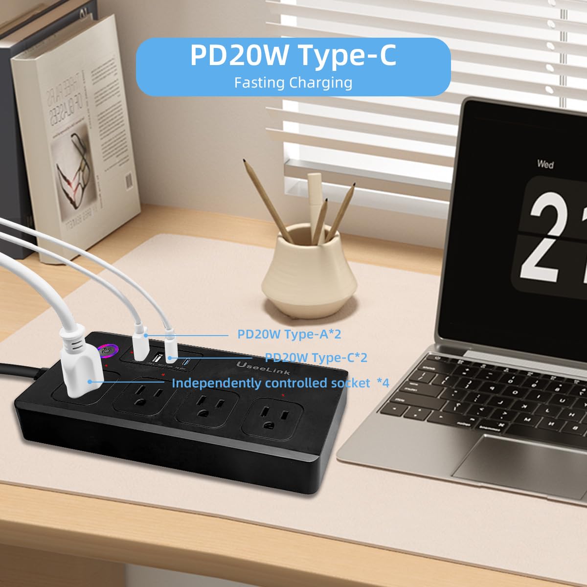 UseeLink Smart Power Strip Surge Protector 16A, Smart Plug That Compatible with Alexa & Google Home, WiFi Outlets with A