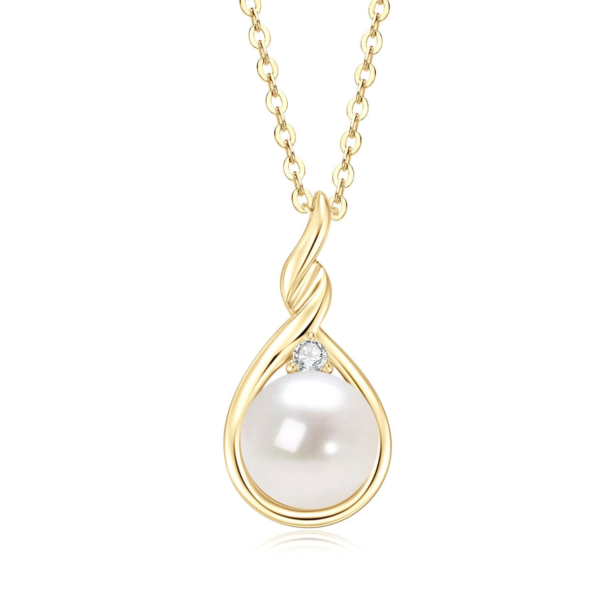 DENGGUANG Simple Pearl Necklace for Women, 925 Sterling Silver Freshwater Cultured Single Pearl Pendant Necklaces, Anniv