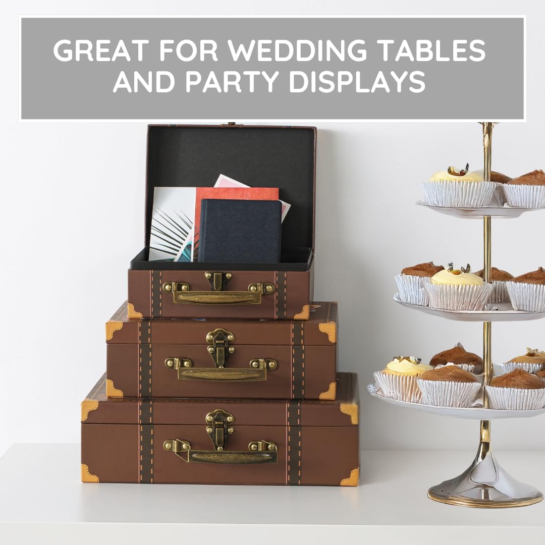 SLPR - Small Vintage Suitcase Boxes, Set of 3, Travel Themed Party Decor – packaging and label