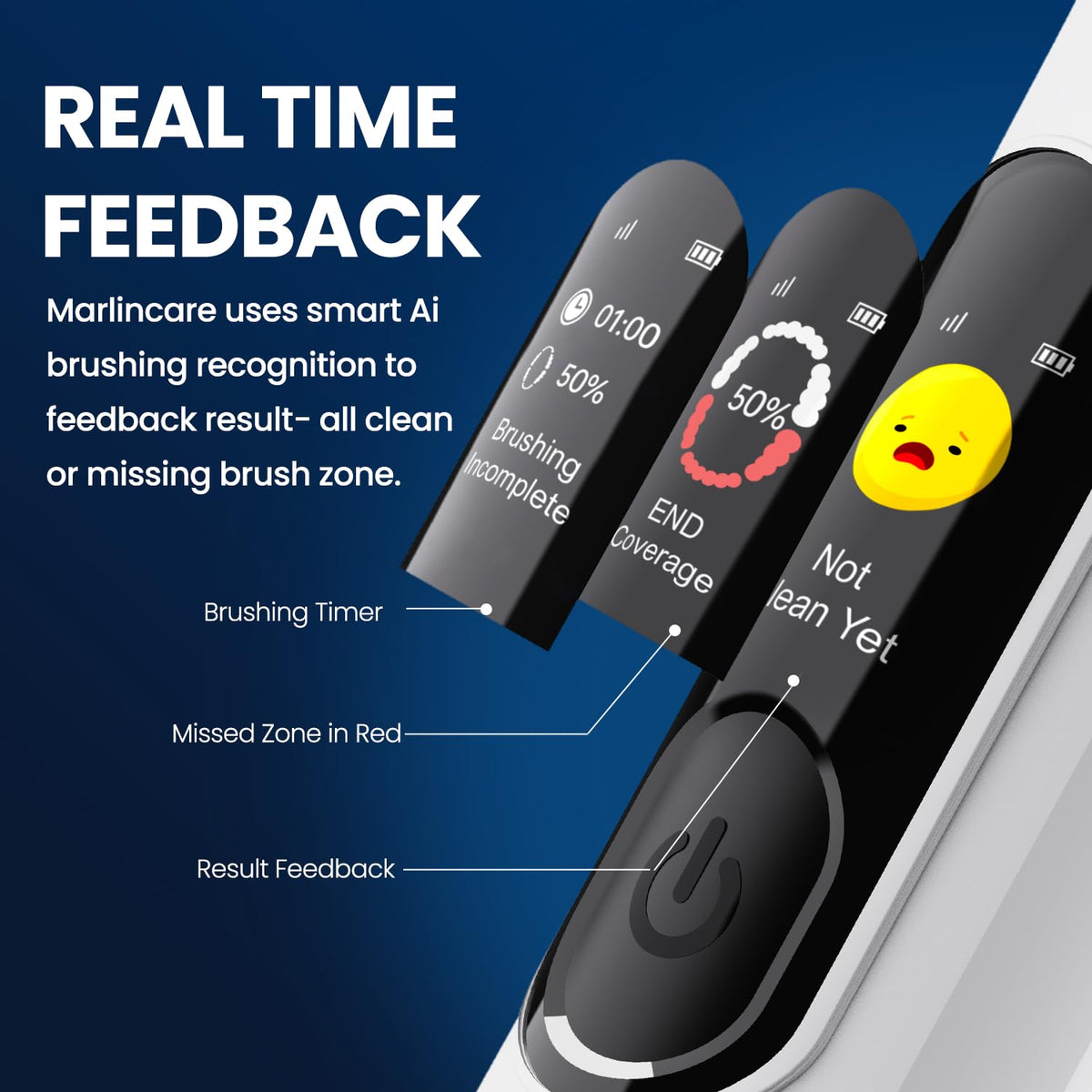 Electric Toothbrush with Pressure Sensor White - Marlincare Official Imagery - 7
