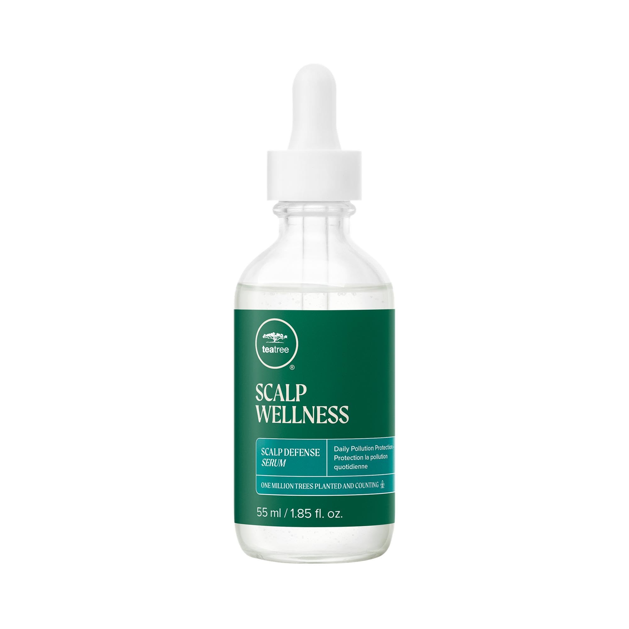 Tea Tree Scalp Wellness Serum for all hair types, with pollution protection, in a 1.85 fl oz bottle, designed to nourish scalp health.