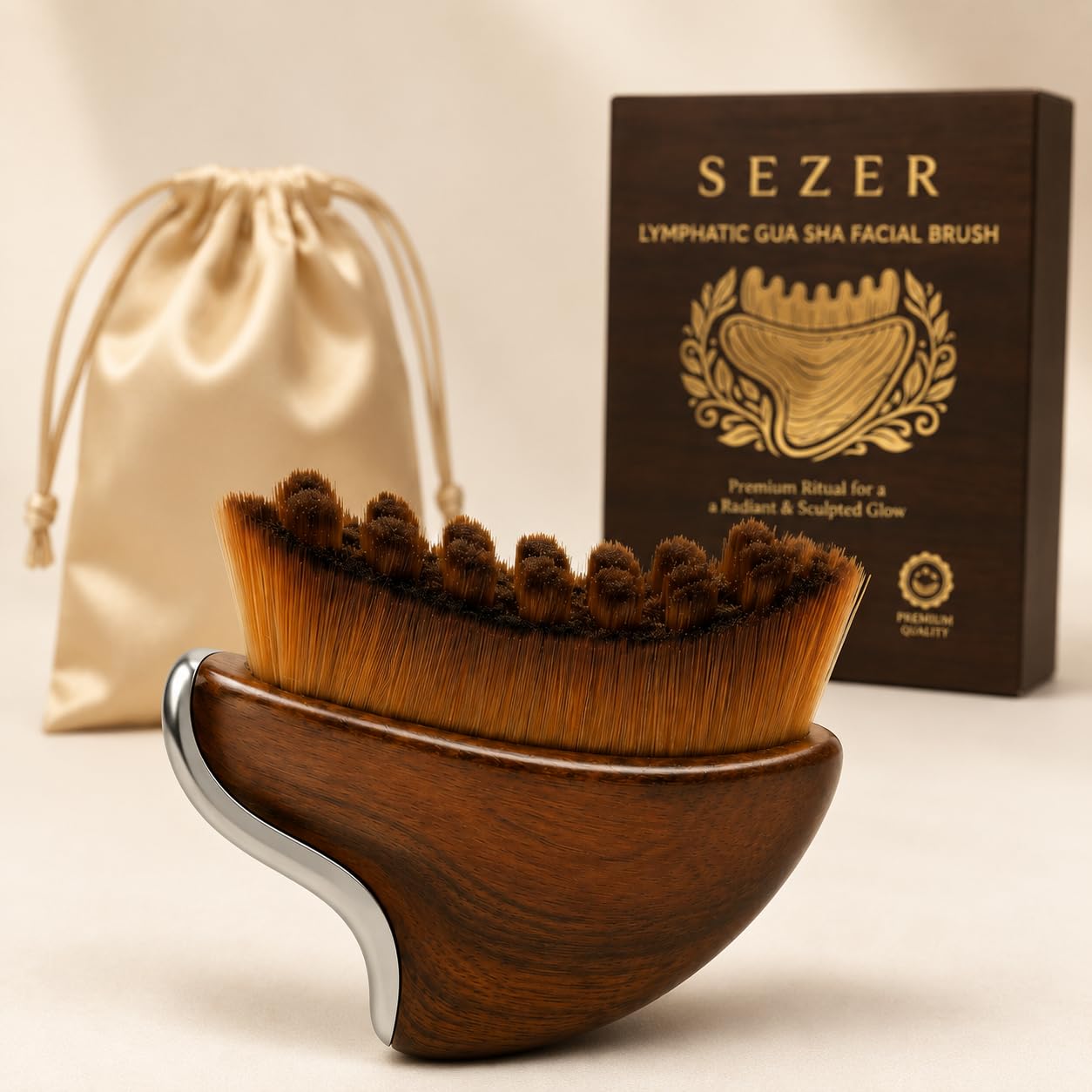 Lymphatic Contour Face Brush & Integrated Gua Sha Tool – - Product Imagery