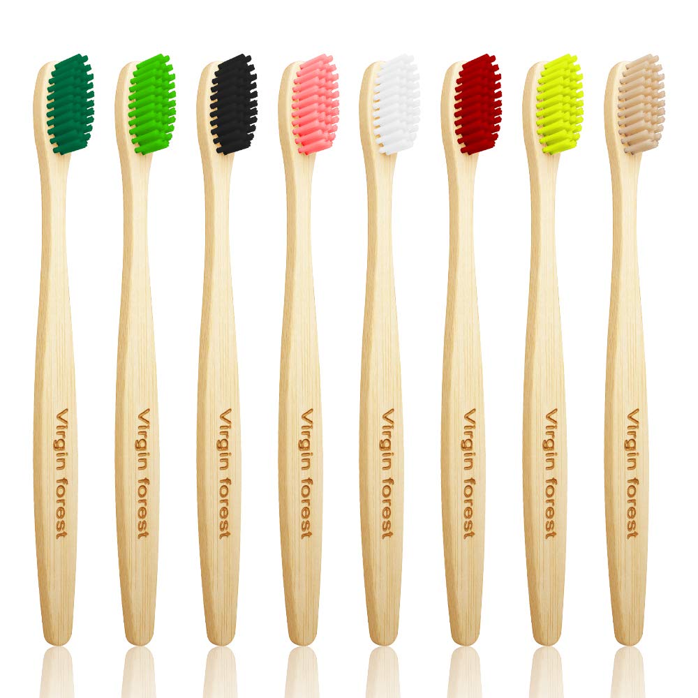 Virgin Forest Bamboo Toothbrushes 8pk, Medium Bristle Assorted Colors