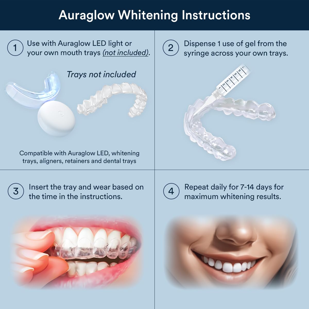 Auraglow 44% Carbamide Peroxide Whitening Gel, 30 Tx